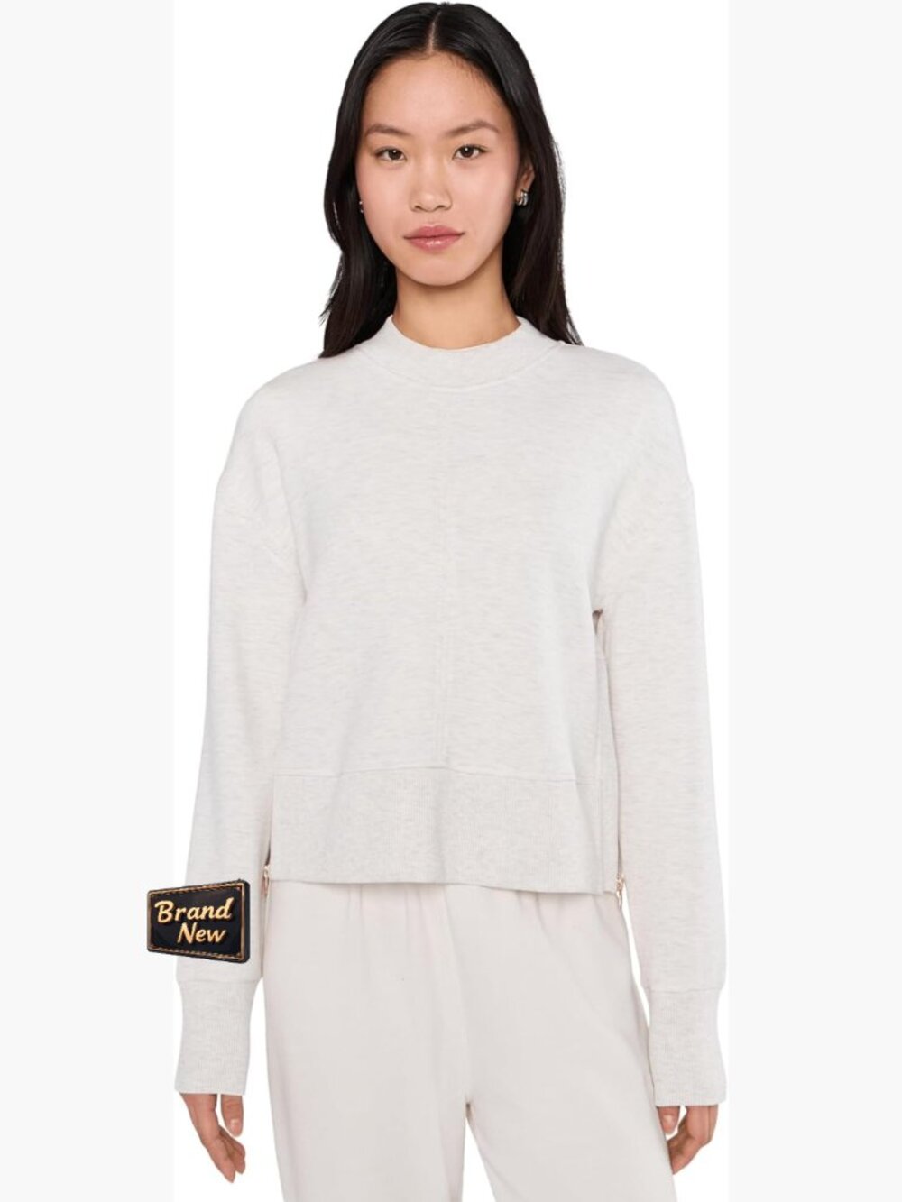 Crop Sweatshirt With Side Zippers, Long Sleeve